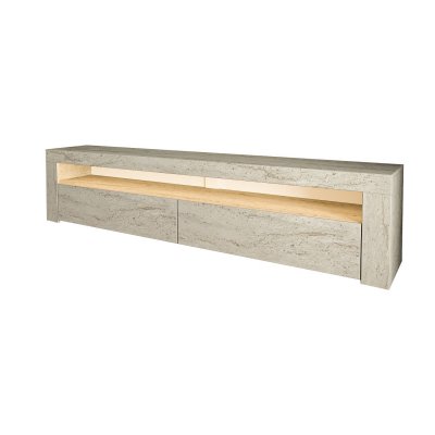 HANAH HOME Meuble TV en bois Bati - 150 x 36 x 46 cm - Travertin