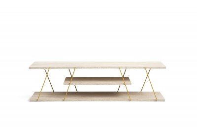 HANAH HOME Meuble TV en bois ""Canaz"" - 120 x 30 x 33 cm - Travertin