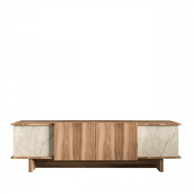 HANAH HOME Meuble TV en bois Diana 180 x 33 x 50 cm - Travertin
