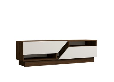 HANAH HOME Meuble TV en bois Koza - 160 x 40 x 45 cm - NoyerBlanc