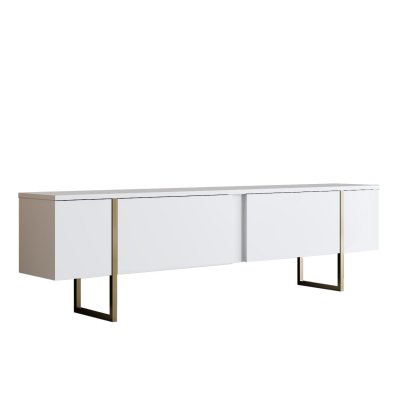 HANAH HOME Meuble TV en bois Luxe - 180 x 30 x 50 cm - Or blanc
