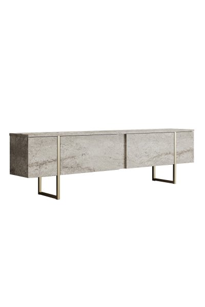 HANAH HOME Meuble TV en bois Luxe - 180 x 30 x 50 cm - TravertinOr