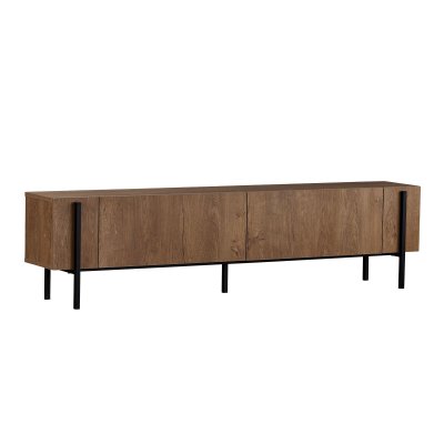 HANAH HOME Meuble TV en bois Nexus - 180 x 30 x 45 cm - Ch&ecirc;ne Kafkas / Noir