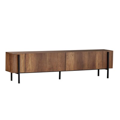 HANAH HOME Meuble TV en bois Nexus - 180 x 30 x 45 cm - Noyer Baroque / Noir