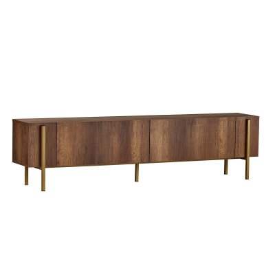 HANAH HOME Meuble TV en bois ""Nexus"" - 180 x 30 x 45 cm - Noyer Baroque Or