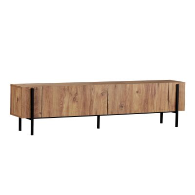 HANAH HOME Meuble TV en bois Nexus - 180 x 30 x 45 cm - Pin Atlantique / Noir