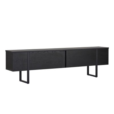 HANAH HOME Meuble TV en bois ""Onera"" - 180 x 30 x 50 cm - Bois Noir / Noir