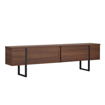 HANAH HOME Meuble Tv En Bois ""onera"" - 180 X 30 X 50 Cm - Noyer / Noir