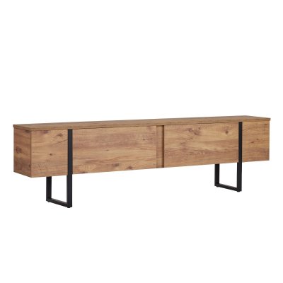 HANAH HOME Meuble TV en bois ""Onera"" - 180 x 30 x 50 cm - Pin Atlantique / Noir