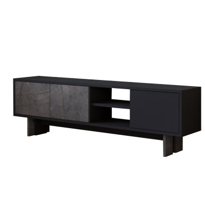 HANAH HOME Meuble Tv En Bois ""ravello"" - 150 X 30 X 45 Cm - Gris Anthracite
