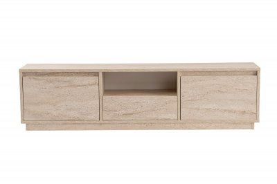 HANAH HOME Meuble TV en bois Vanguard - 160 x 29 x 42 cm - Travertin