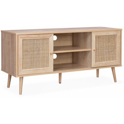 SWEEEK Meuble tv en cannage 2 niveaux 120x39x56.5cm