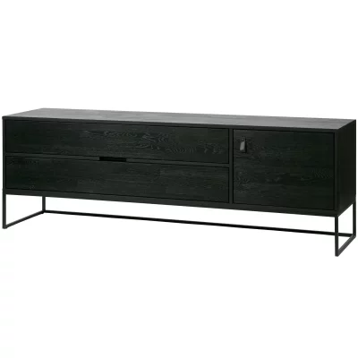 WOOOD Meuble TV enfilade Silas bois noir (ch&ecirc;ne massif FSC) - 