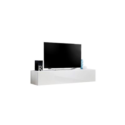 MEUBLORAMA Meuble tv fly design, coloris blanc brillant. Meuble suspendu moderne et tendance pour votre salon.