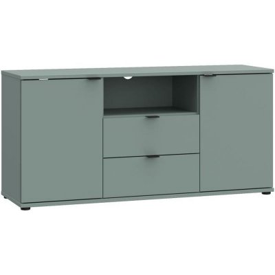 AUCUNE Meuble TV Ganymede  sauge 2 portes 2 tiroirs niche 129,8 cm