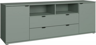 GENERIQUE Meuble TV - GANYMEDE - Sauge - 2 portes, 2 tiroirs, 2 niches - 179,8 x 41,3 x 63,1 cm