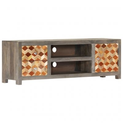 VIDAXL Meuble TV Gris 120 x 30 x 40 cm Bois massif de manguier  - Gris