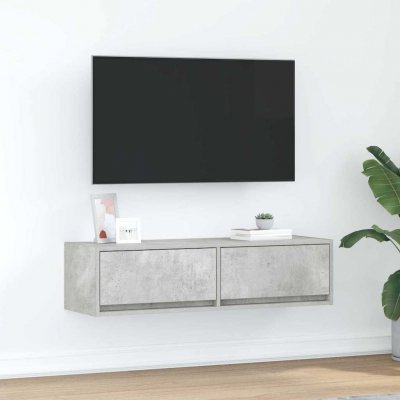 VIDAXL Meuble Tv Gris B&eacute;ton 100 X 31 X 25,5 Cm Bois D'ing&eacute;nierie 