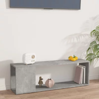 VIDAXL Meuble TV Gris b&eacute;ton 100x24x32 cm Agglom&eacute;r&eacute;