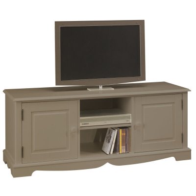 ACTUAL DIFFUSION Meuble TV Hifi Taupe 2 Portes 2 Niches 