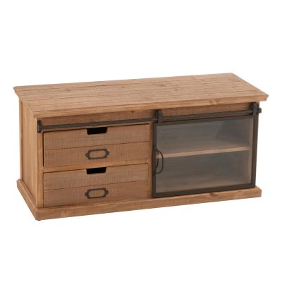 PARIS PRIX Meuble TV industriel 100x39,5x45,5 cm en bois et m&eacute;tal - HUSTRIO