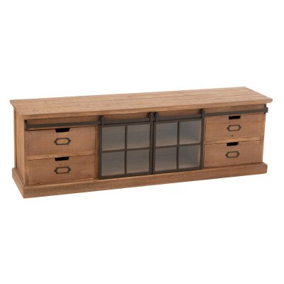 PARIS PRIX Meuble TV industriel 160x37x50,5 cm en bois et m&eacute;tal - HUSTRIO