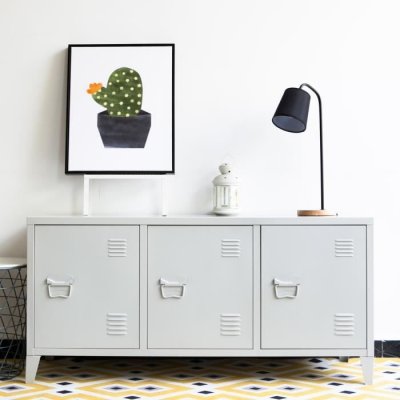 EN.CASA Meuble TV Kotka &agrave; 3 portes 58 x 113 x 40 cm blanc []
