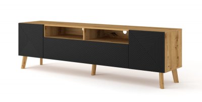PETITS MEUBLES Meuble tv luxi 195 cm ch&ecirc;ne artisanal / noir mat