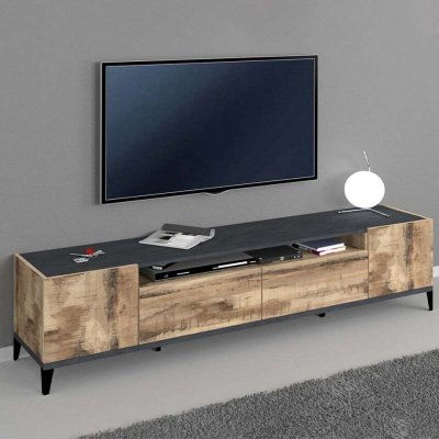 AHD AMAZING HOME DESIGN Meuble TV moderne 1 porte 1 tiroir L200cm BARI