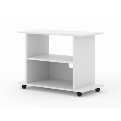 BIM FURNITURE Meuble TV moderne blanc mat fabriqu&eacute; en HDF et ABS 