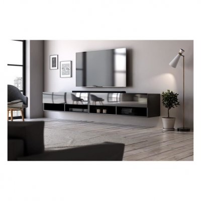 DECONATION Meuble tv mural 2 portes 280 cm hestia noir