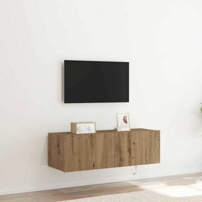 VIDAXL Meuble Tv Mural Avec Led Ch&ecirc;ne Artisanal 100 X 35 X 31 Cm 