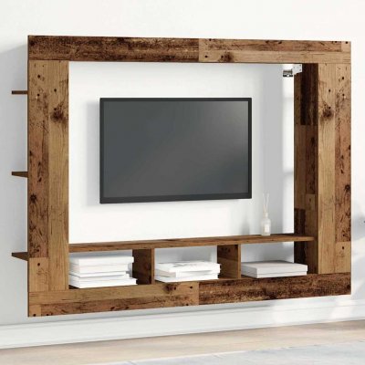 VIDAXL Meuble TV Mural - Bois Vieilli - 152x22x113 cm - Vintage - 3 &Eacute;tag&egrave;res