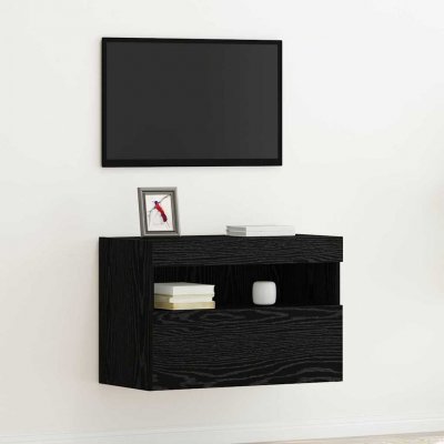 VIDAXL Meuble Tv Mural Ch&ecirc;ne Noir 60 X 30 X 40 Cm Bois D'ing&eacute;nierie 