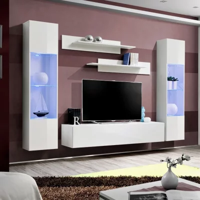 PARIS PRIX Meuble tv mural design ""fly iii"" 260cm blanc