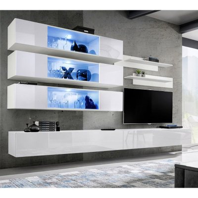 PARIS PRIX Meuble TV Mural Design Fly XI 320cm Blanc