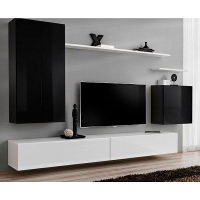 PARIS PRIX Meuble tv mural design switch ii 270cm noir & blanc