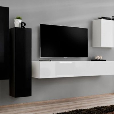 PARIS PRIX Meuble tv mural design switch iii 330cm noir & blanc
