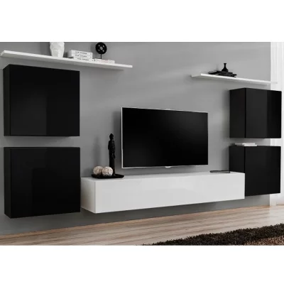 PARIS PRIX Meuble tv mural design switch iv 320cm noir & blanc