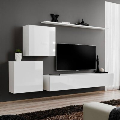 ASM GROS MOBILIER Meuble tv mural design ""switch v"" 250cm blanc