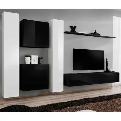 PARIS PRIX Meuble tv mural design switch vi 330cm blanc & noir