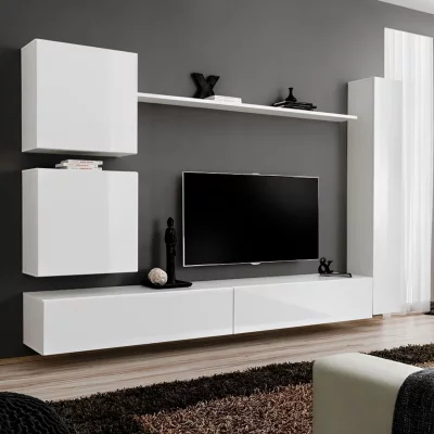 PARIS PRIX Meuble tv mural design ""switch viii"" 280cm blanc