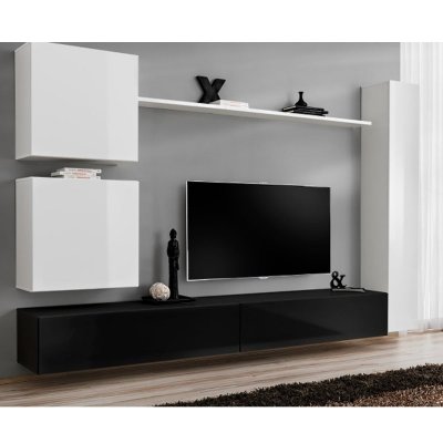 PARIS PRIX Meuble tv mural design switch viii 280cm blanc & noir