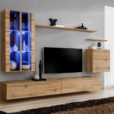 PARIS PRIX Meuble TV Mural Design Switch XII 270cm Naturel