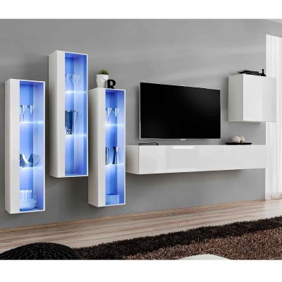 PARIS PRIX Meuble tv mural design ""switch xiii"" 330cm blanc