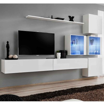 PARIS PRIX Meuble tv mural design switch xix 310cm blanc