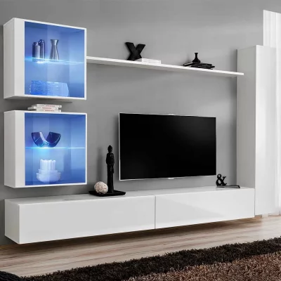 PARIS PRIX Meuble tv mural design switch xviii 280cm blanc