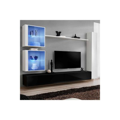 PARIS PRIX Meuble tv mural design switch xviii 280cm noir & blanc