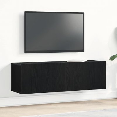 VIDAXL Meuble TV mural en ch&ecirc;ne noir  100x30x30 cm en bois reconstitu&eacute;