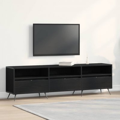 VIDAXL Meuble TV - Noir - 150x30x445 cm - Bois ding&eacute;nierie - 3 tiroirs